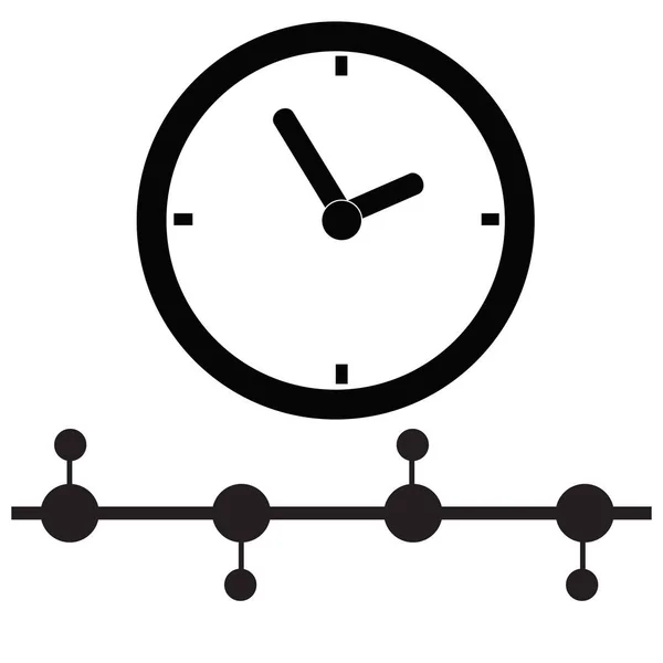 Tijdlijn Pictogram Witte Achtergrond Tijdmanagementteken Klok Met Tijdlijn Symbool Vlakke — Stockvector