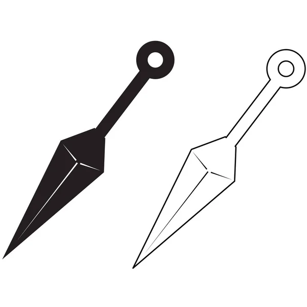 Kunai Ninja Icoon Witte Achtergrond Kunai Zwaard Symbool Japans Ninja — Stockvector