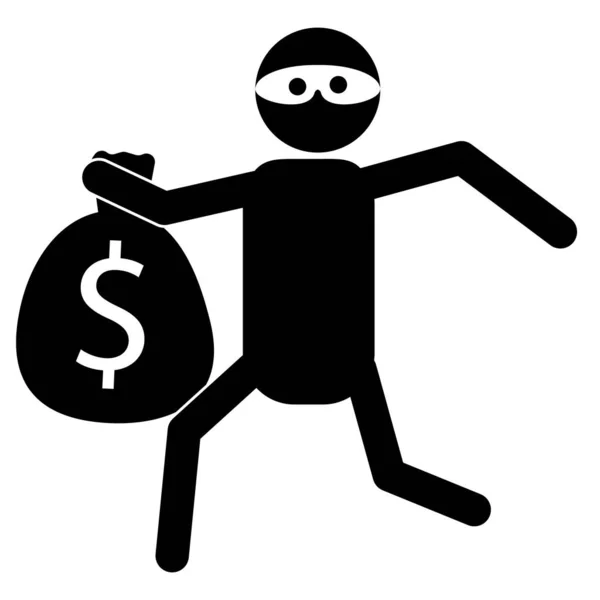 Pickpocket Icon White Background Beware Pickpocket Sign Man Holding Money — Stock Vector