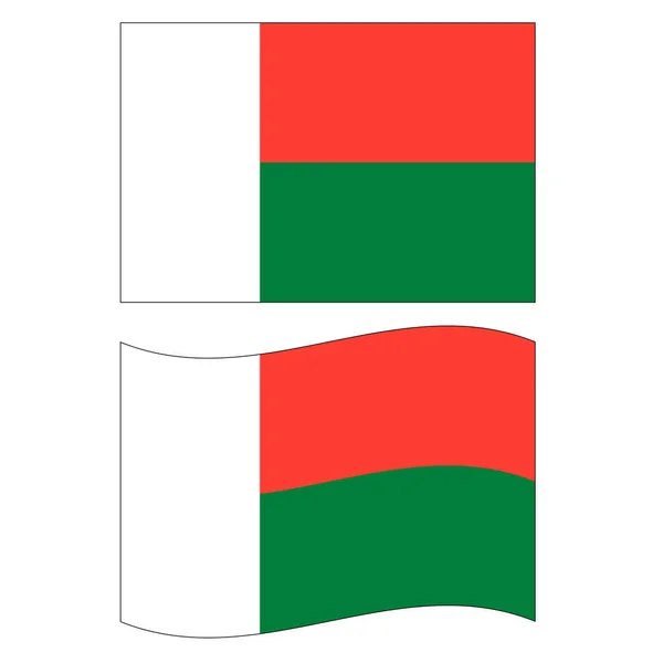 Мадагаскар Размахивает Флагом Белом Фоне Флаг Мадагаскара Плоский Стиль — стоковый вектор