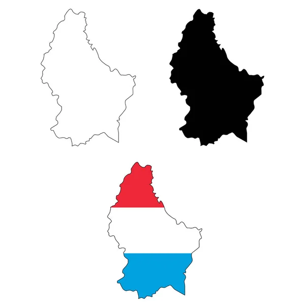 Карта Люксембурга Белом Фоне Карта Люксембурга Национальным Флагом Плоский Стиль — стоковый вектор