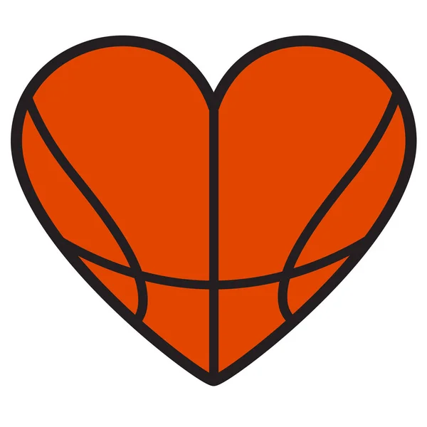 Баскетбольное Сердце Любовь Мяч Логотип Значок Белом Фоне Баскетбольный Мяч — стоковый вектор
