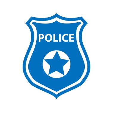 Beyaz arka planda polis rozeti ikonu. Polis işareti. Polis kalkanı sembolü. düz biçim.