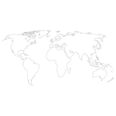 Beyaz arka planda dünyanın el çizimi haritası. El çizimi sade bir dünya haritası. Serbest dünya haritası çizim işareti. düz biçim.