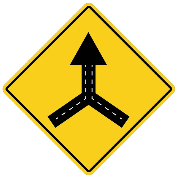 Panneau Avertissement Route Bidirectionnelle Fusionner Sur Fond Blanc Panneau Signalisation — Image vectorielle