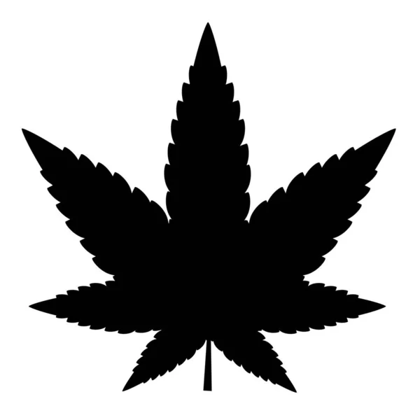 Marijuana Leaf White Background Flat Style Cannabis Sign Hemp Symbol — Stock Vector