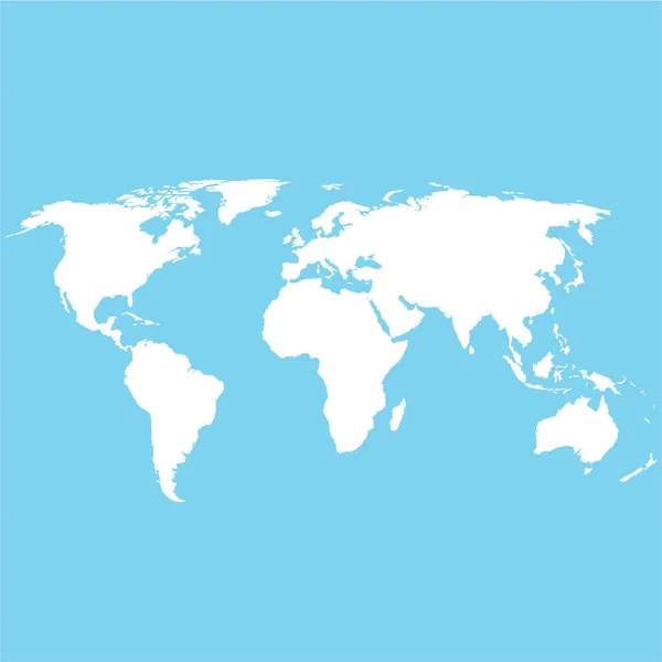 Biała Pusta Mapa Świata Mapa Świata Niebieskim Tle Uogólniona Mapa — Wektor stockowy