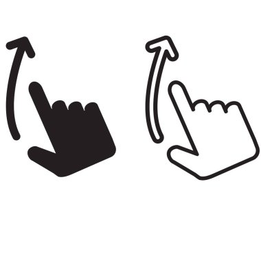 Beyaz arkaplanda simgeyi yukarı kaydır. Taslak Yukarı Kaydır. düz biçim.