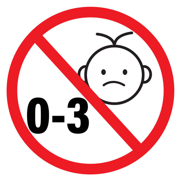 forbidden for children from 0 to 3 years old. no kids 0-3 year old sign. children safe concept. flat style.