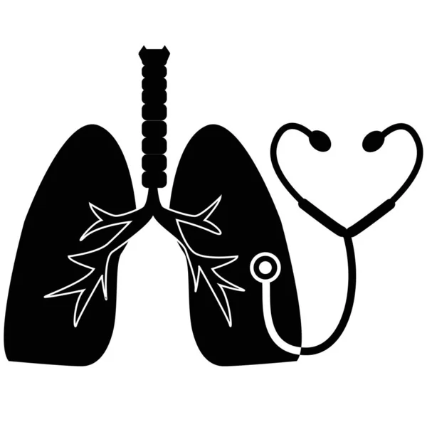 Lungenkrebs Diagnose Logo Mit Stethoskop Lungenentzündungstag Flacher Stil — Stockvektor