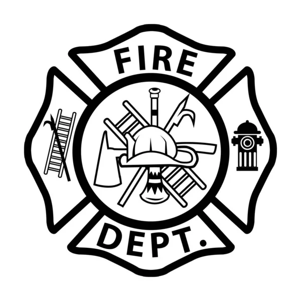 Tűzoltó Embléma Tábla Fehér Háttérrel Florian Máltai Kereszt Tűzoltók Tűzoltóság — Stock Vector