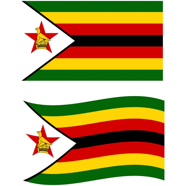 Bandeira Original Simples Zimbabué Assinatura Bandeira Nacional Zimbabué Estilo Plano —  Vetores de Stock