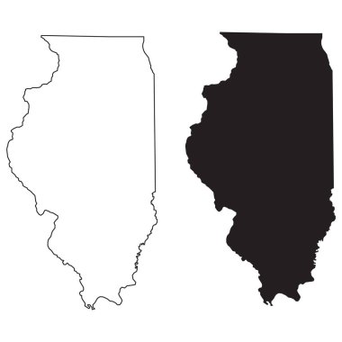 Beyaz arka planda Illinois haritası. Illinois eyaleti işareti. Illinois haritasının ana hatları. düz biçim.