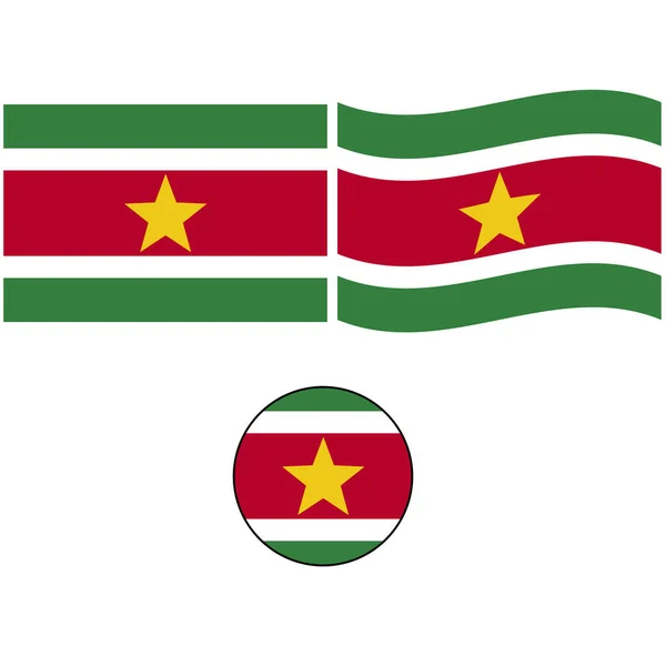 High Detailed Vector Flag Suriname National Suriname Flag Surinamese Waving — Stock Vector