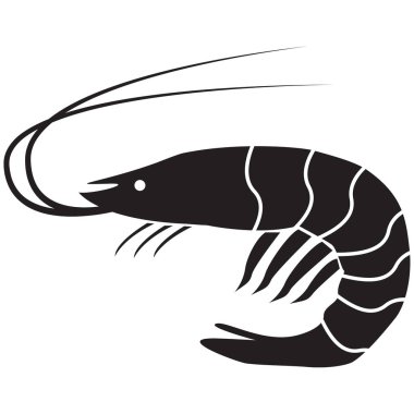 Beyaz arka planda karides. Karides silueti. Karides işareti. düz biçim.