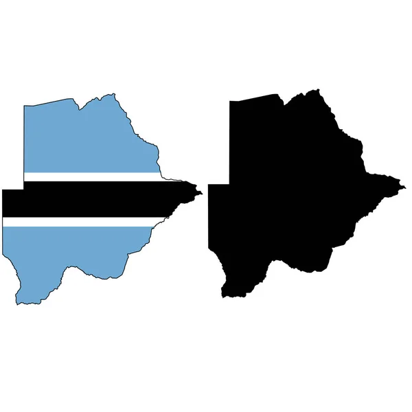 Botsuana Mapa Sobre Fundo Branco Bandeira Botsuana Dentro Mapa Fronteira —  Vetores de Stock