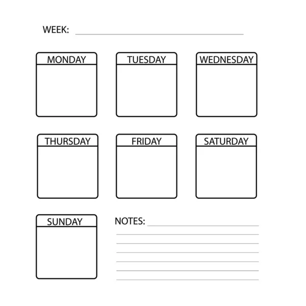 Weekly Planner White Background Minimalist Planner Sign Flat Style — Stock Vector