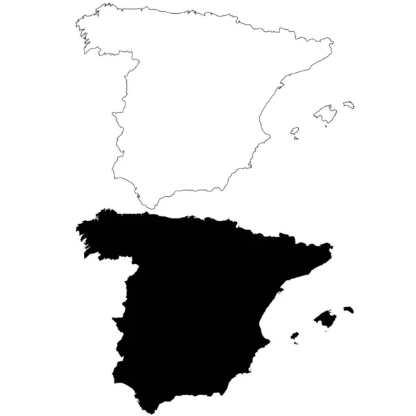 Kaart Van Spanje Witte Achtergrond Schets Kaart Spanje Symbool Vlakke — Stockvector