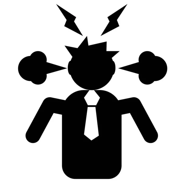 Kopfschmerzglyphen Symbol Auf Weißem Hintergrund Wutbürger Symbol Wütende Geschäftsleute Unterschreiben — Stockvektor