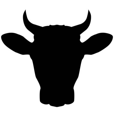 Beyaz arka planda inek kafası simgesi. Boğa işareti. Öküz kafası sembolü. düz biçim.