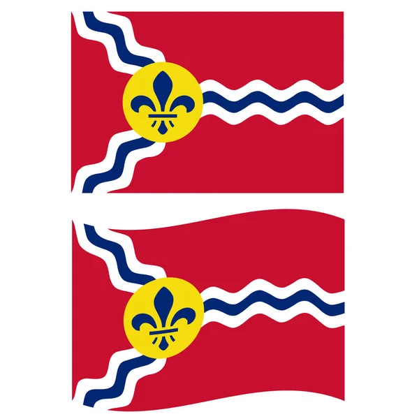 セントルイス市旗 米国ミズーリ州セントルイスの旗 サンルイ旗を振って フラットなスタイル — ストックベクタ