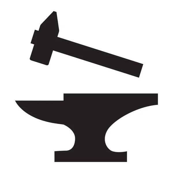 Schmied Symbol Auf Weißem Hintergrund Amboss Und Hammerzeichen Amboss Mit — Stockvektor