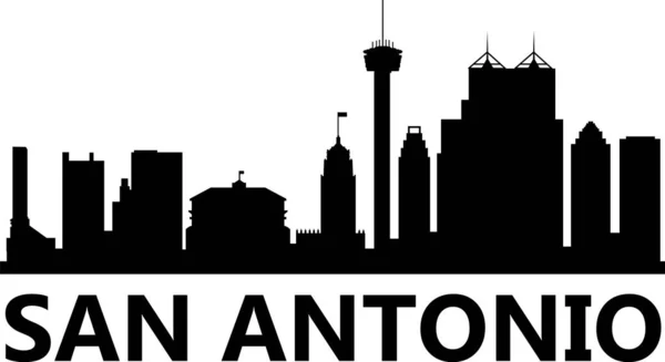 San Antonio City Panorama Bílém Pozadí Texaský Panorama Značka San — Stockový vektor