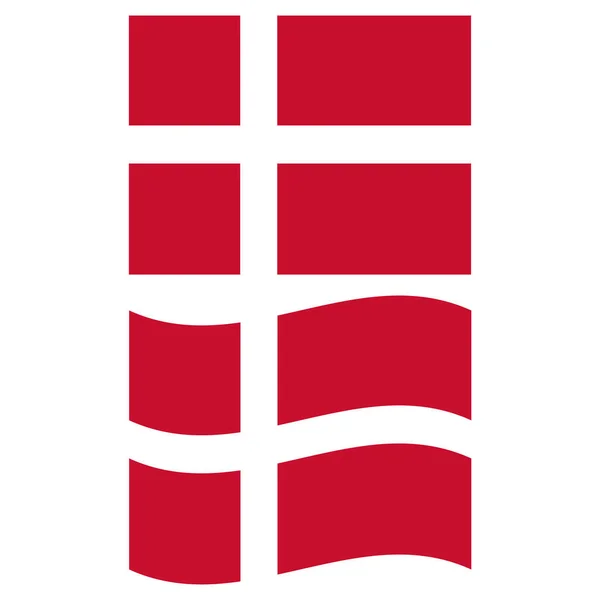 デンマークの国旗です デンマーク国旗を振っている フラットなスタイル — ストックベクタ
