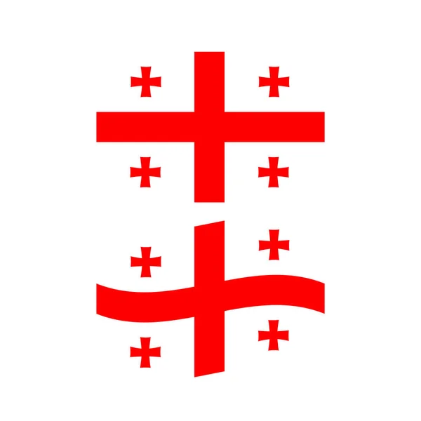 白い背景にジョージアの旗 ジョージア共和国の国旗 グルジア語の旗を振って フラットなスタイル — ストックベクタ