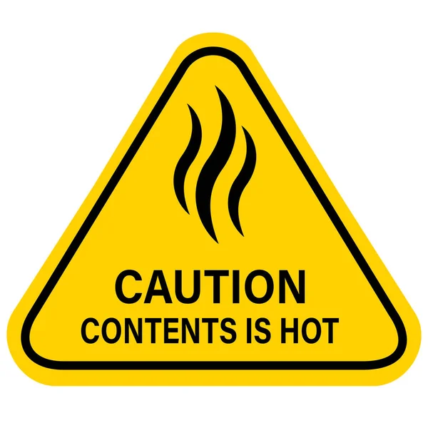 Caution Contents Hot White Background Content Hot Warning Label Sign — Stockvektor