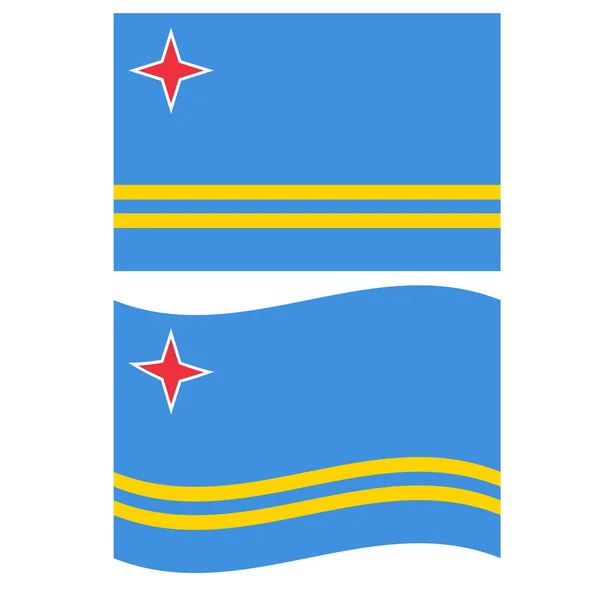 Flag Aruba Aruba National Flag Waving Flat Style — Vettoriale Stock