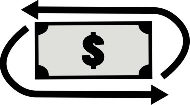 Beyaz arka planda nakit akışı simgesi. Dolar işareti olan kolay para akışı ikonu. kolay transfer sembolü. Para birimi kavramı. düz biçim.