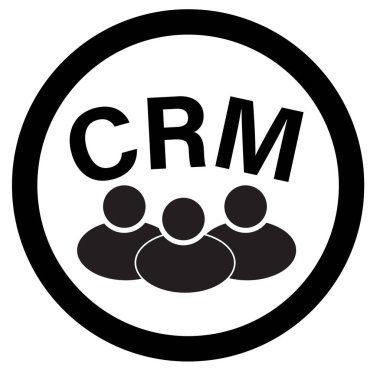 beyaz arkaplanda crm simgesi. Müşteri İlişkileri Yönetimi tabelası. düz biçim. 