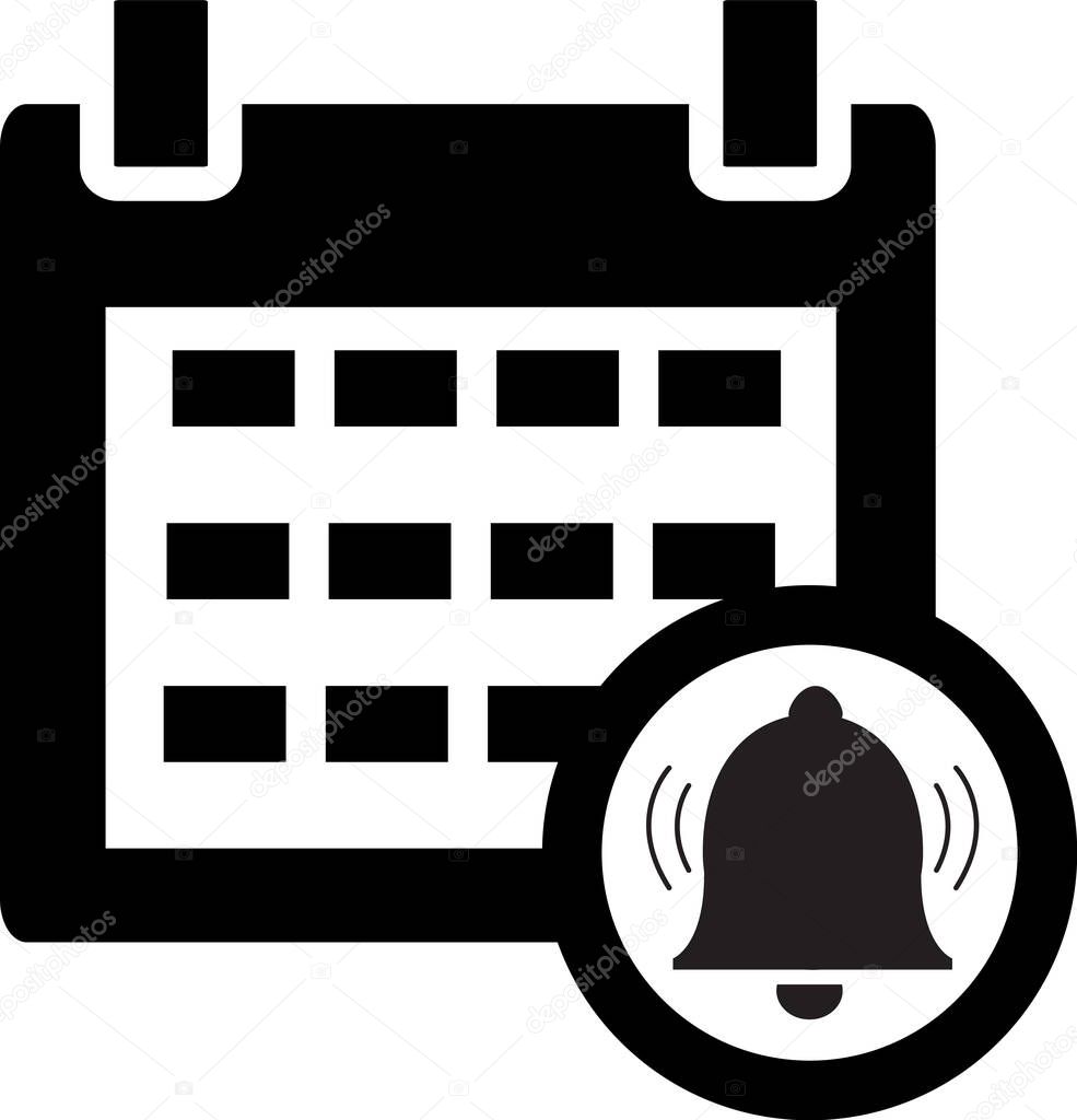 event reminder icon on white background. calendar with bell icon  symbol. agenda reminder sign. flat style.