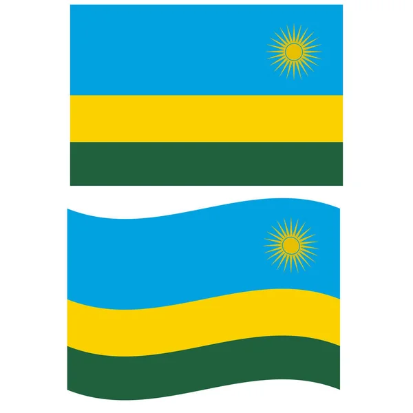 Drapeau Rwanda Drapeau National Rwanda Agitant Style Plat — Image vectorielle