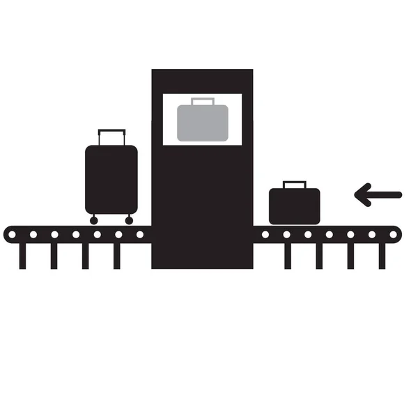 Icona Dello Scanner Sicurezza Bagagli Dell Aeroporto Sfondo Bianco Nastro — Vettoriale Stock