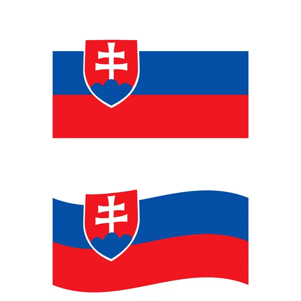 Bandera Eslovaquia Eslovaquia Ondeando Bandera Nacional Estilo Plano — Vector de stock