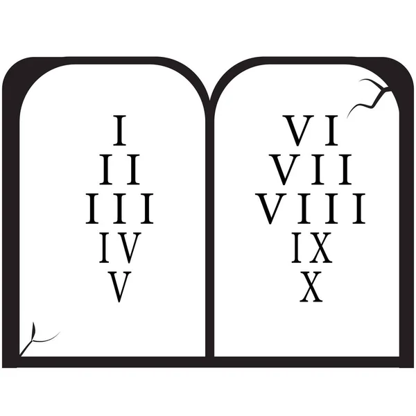 Ikona Kamiennych Tabletek Białym Tle Dziesięć Przykazań Biblijnych Tablice Symbolu — Wektor stockowy