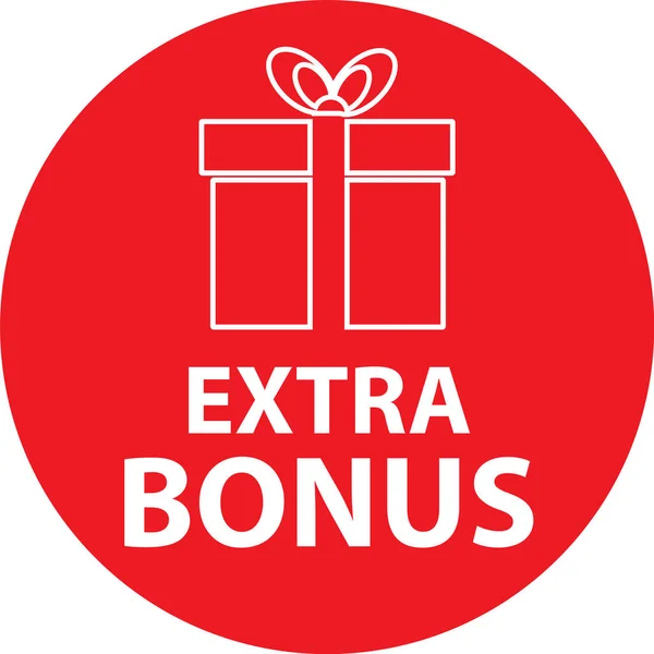 Extra Bonus Label Banner Sfondo Bianco Rosso Segno Bonus Extra — Vettoriale Stock