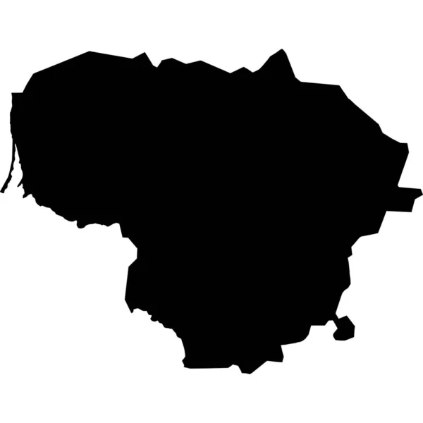 白い背景にリトアニアの旗の地図 リトアニアベクトルマップシルエット フラットなスタイル — ストックベクタ