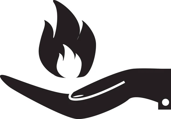 Mano Sosteniendo Icono Fuego Sobre Fondo Blanco Estilo Plano — Vector de stock