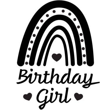 Doğum günü kızı tebrik mektubu yazıyor. Doğum günü kızı işareti. Boho 'ya karşılık küçük kız. düz biçim. 