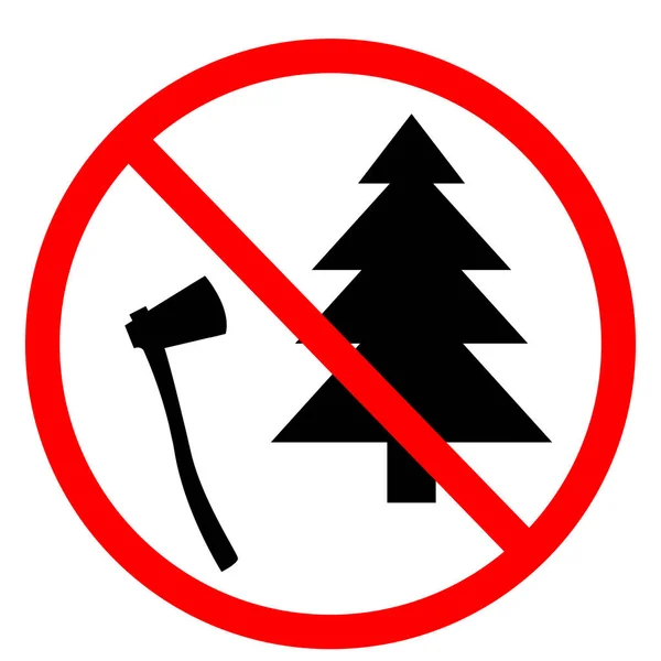 Beyaz Arka Planda Ağaç Tabelasını Kesmeyin Ağaçları Kesmek Yasaktır Orman — Stok Vektör