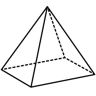 Beyaz arkaplandaki piramit ana hatları simgesi. Piramit işareti. düz biçim.