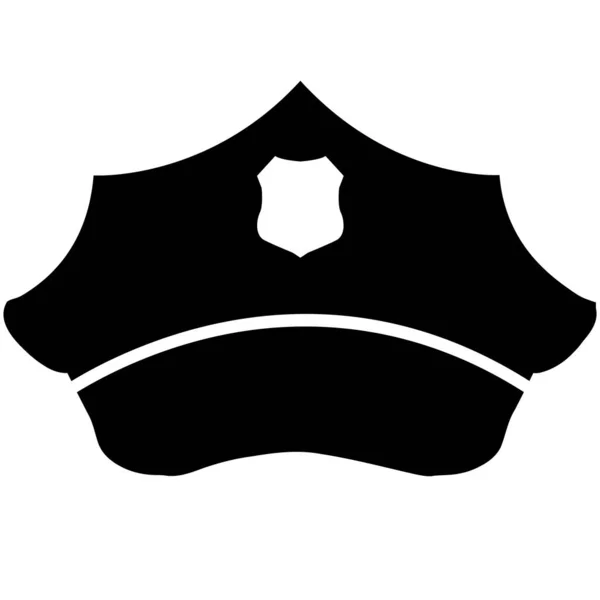Policeman Peaked Cap Icon White Background Police Service Cap Sign — Stock Vector