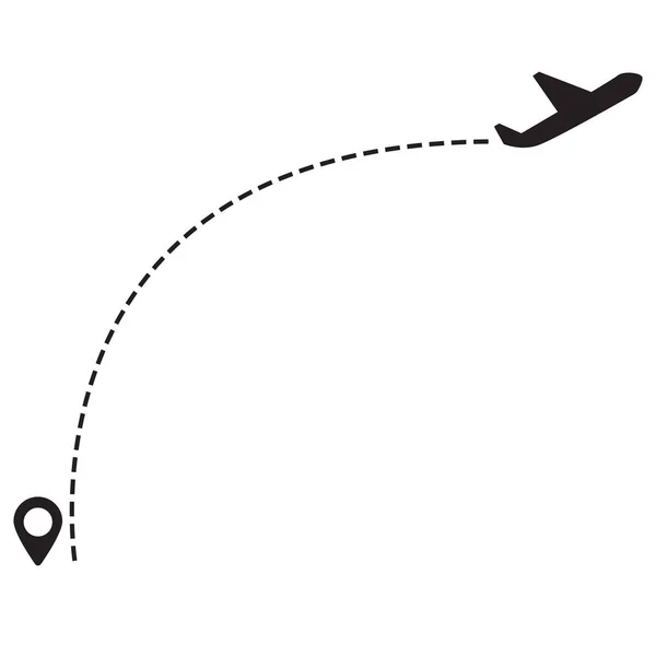 Trajectoire Avion Point Avec Ligne Pointillée Itinéraire Avion Sur Fond — Image vectorielle