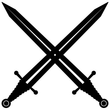Beyaz arka planda çapraz kılıç simgesi. Kılıç logosu. Avrupa düz kılıçları. düz biçim.