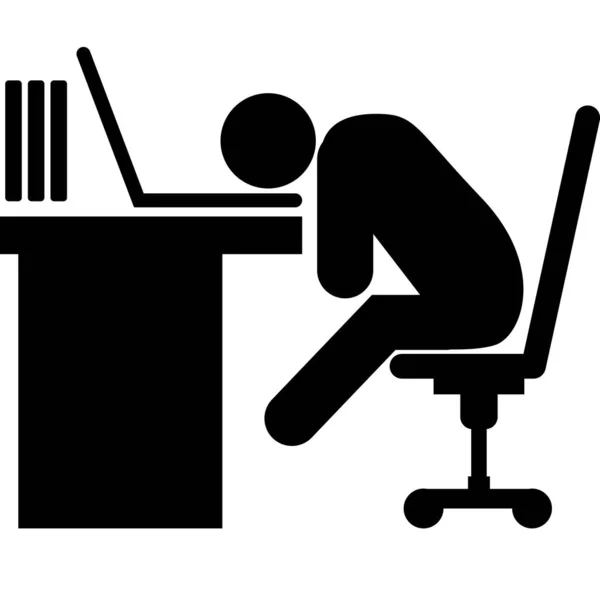 Overworked Tired Businessman Icon Office Worker Sits Chair Business Stress — ストックベクタ