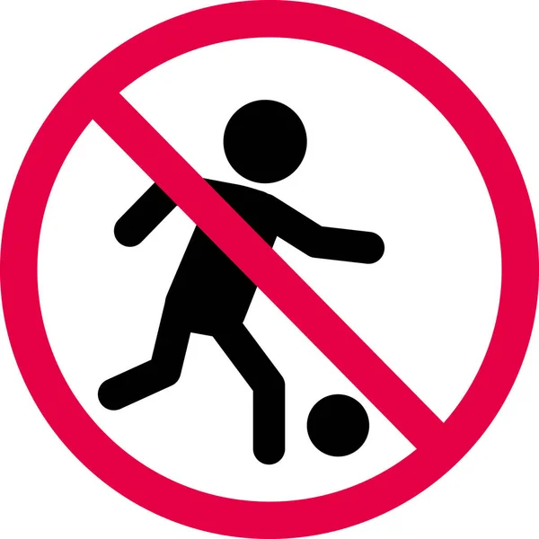 Pas Pancarte Pas Icône Footballeur Interdiction Jouer Symbole Football Style — Image vectorielle