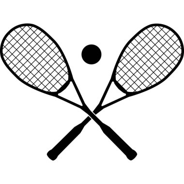 Squash rackets with ball on white background. squash crossed rackets sign. flat style.